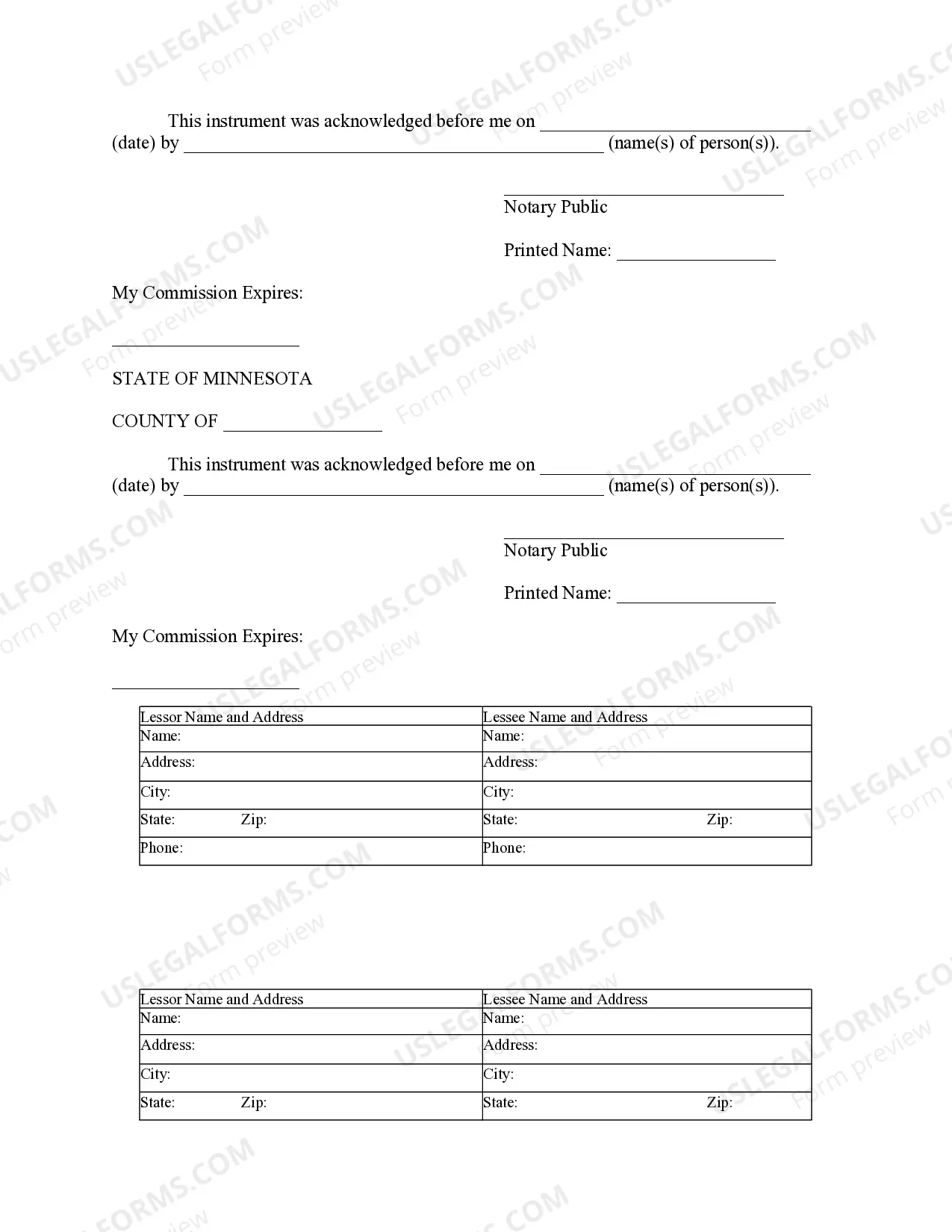 Preview Notice of Lease for Recording