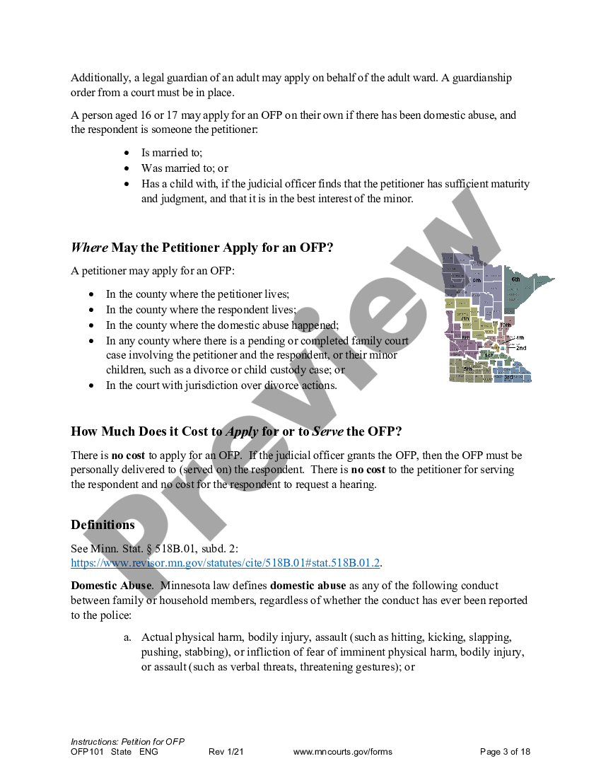 Minnesota Instructions to Apply for an Order for Protection US Legal