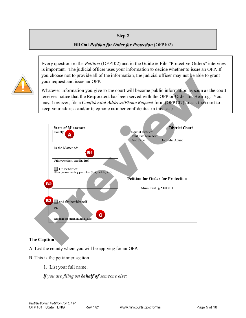 Minnesota Instructions to Apply for an Order for Protection US Legal