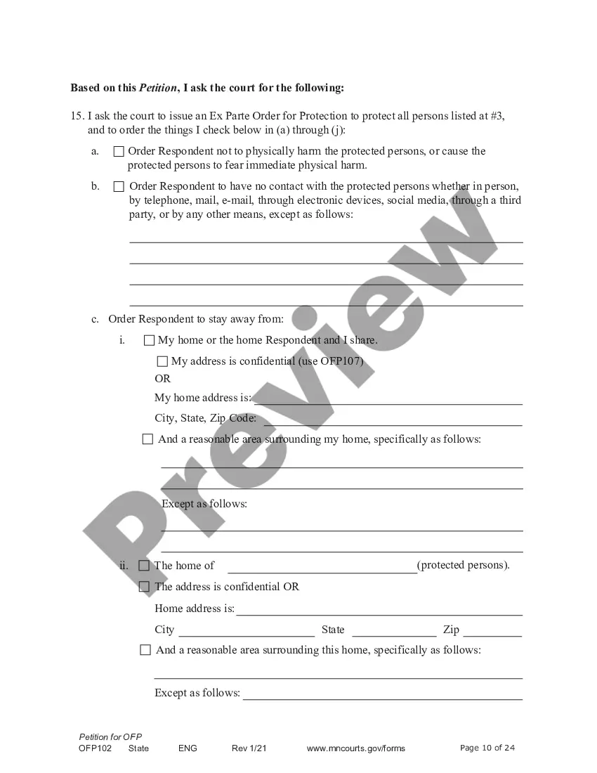 Preview Petitioner - Affidavit and Petition for Order for Protection
