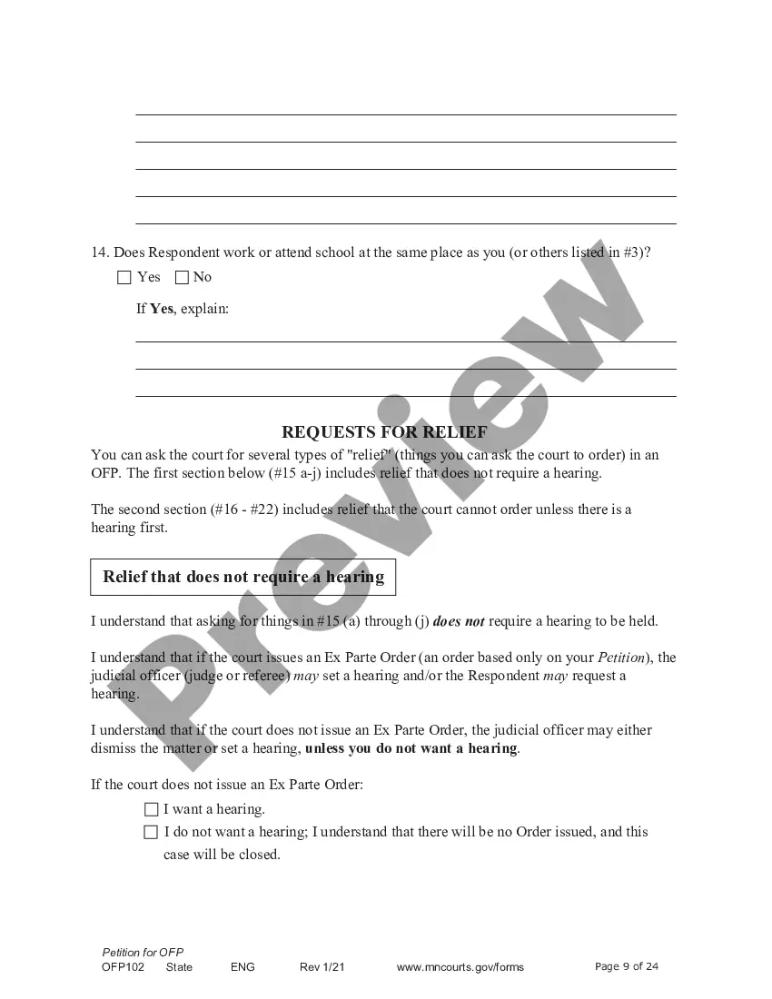 Preview Petitioner - Affidavit and Petition for Order for Protection