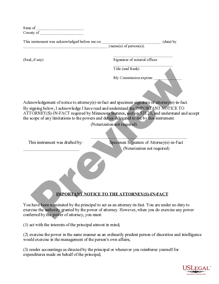 Preview General Power of Attorney for Care and Custody of Child or Children