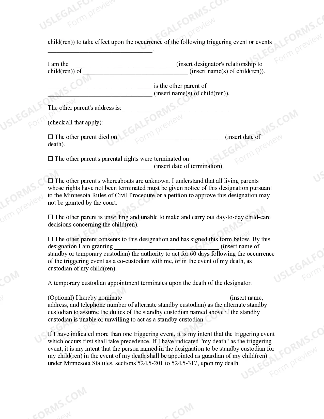 Preview Designated Caregiver Agreement - Statutory Form