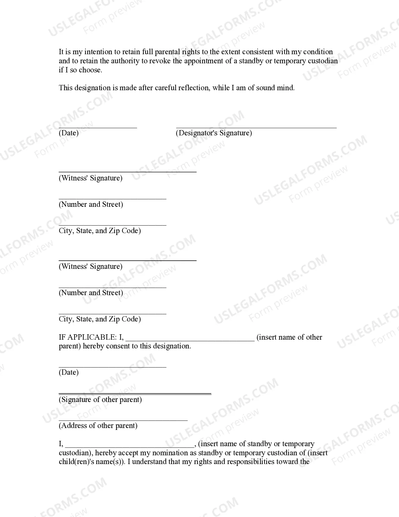 Preview Designated Caregiver Agreement - Statutory Form