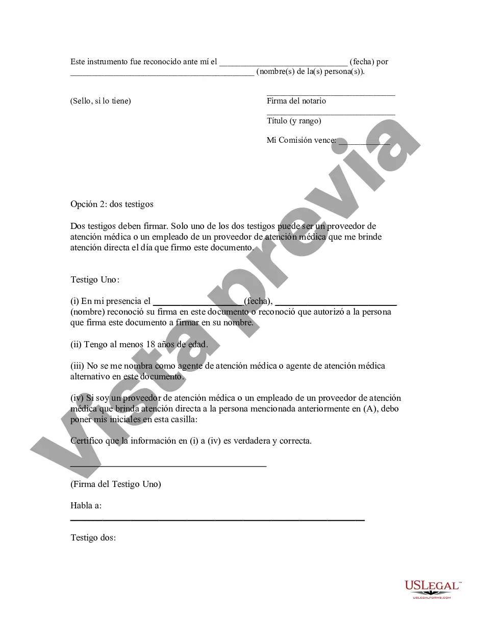 Preview Directiva estatutaria de atención médica como testamento en vida