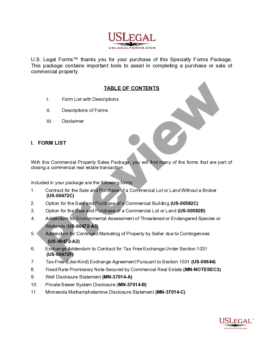 Preview Minnesota Commercial Property Sales Package