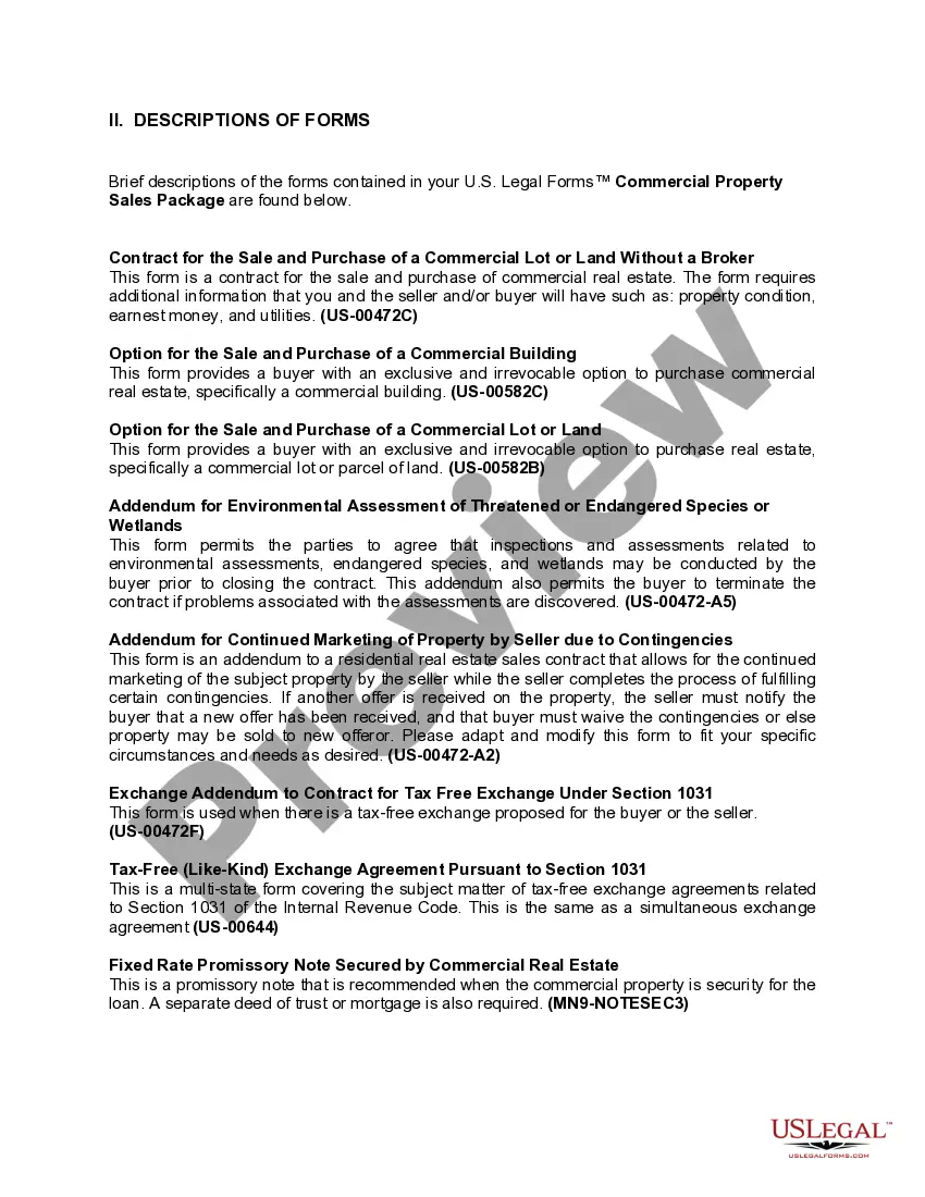 Preview Minnesota Commercial Property Sales Package