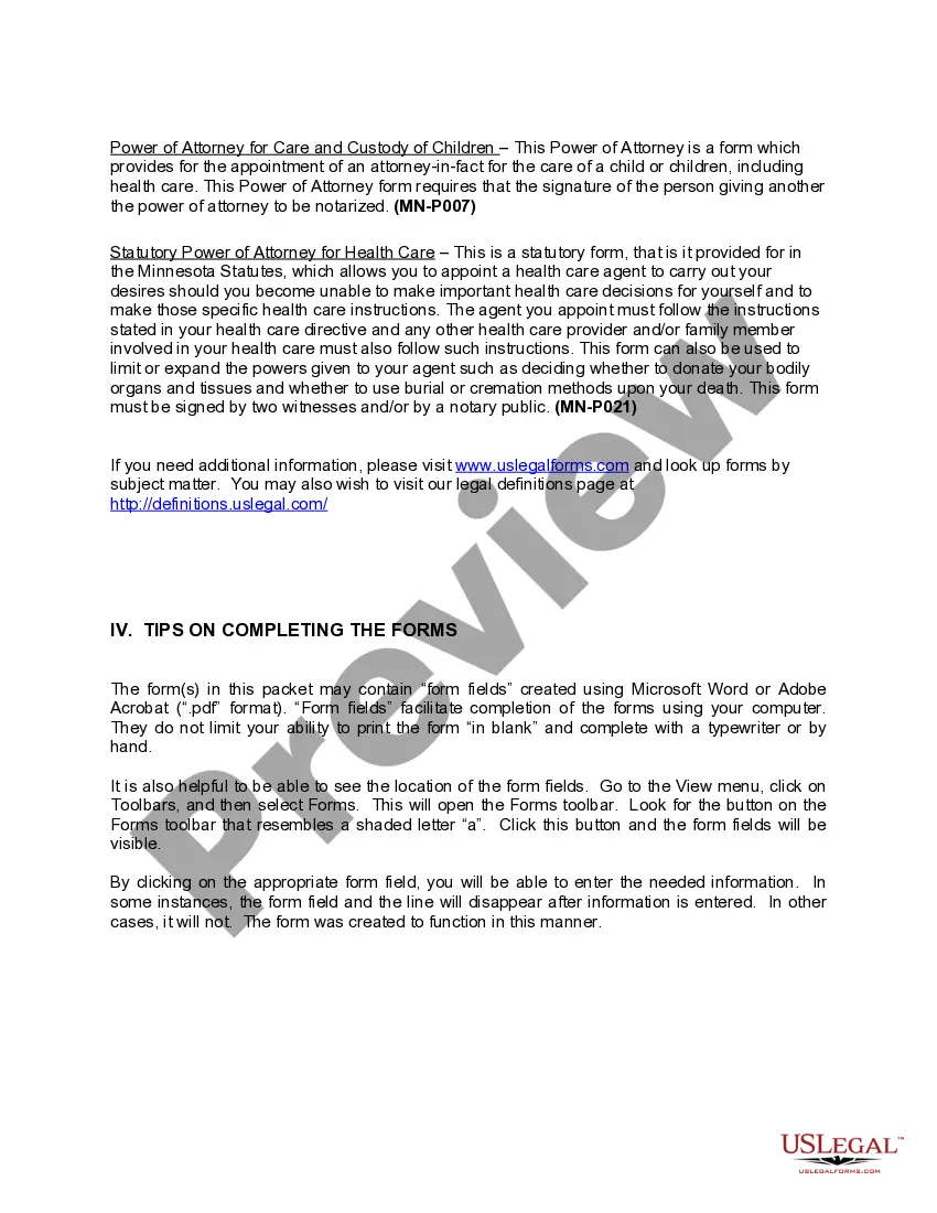 Get Minnesota Power of Attorney Forms Package Preview Minnesota Power of Attorney Forms Package