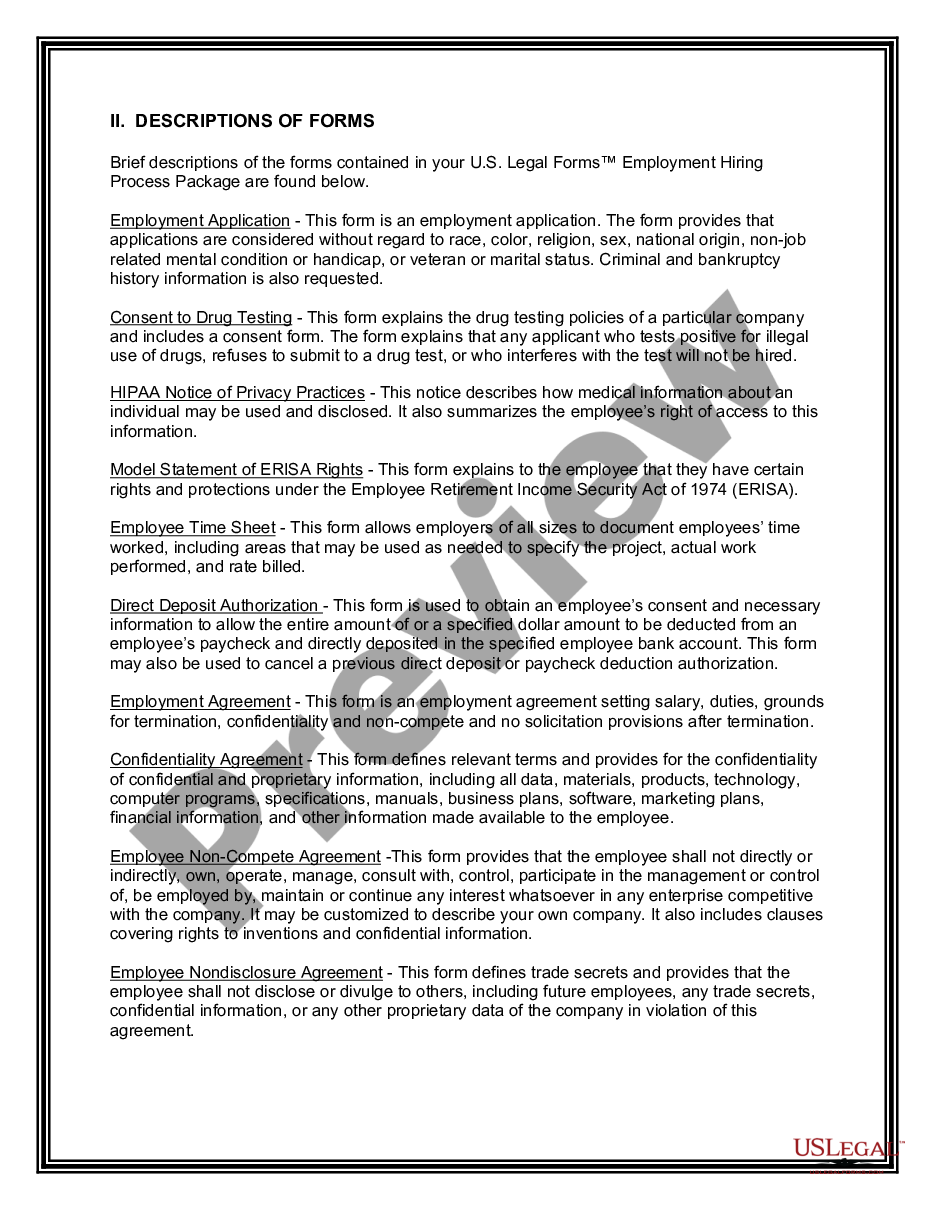 page 2 Employment Hiring Process Package preview