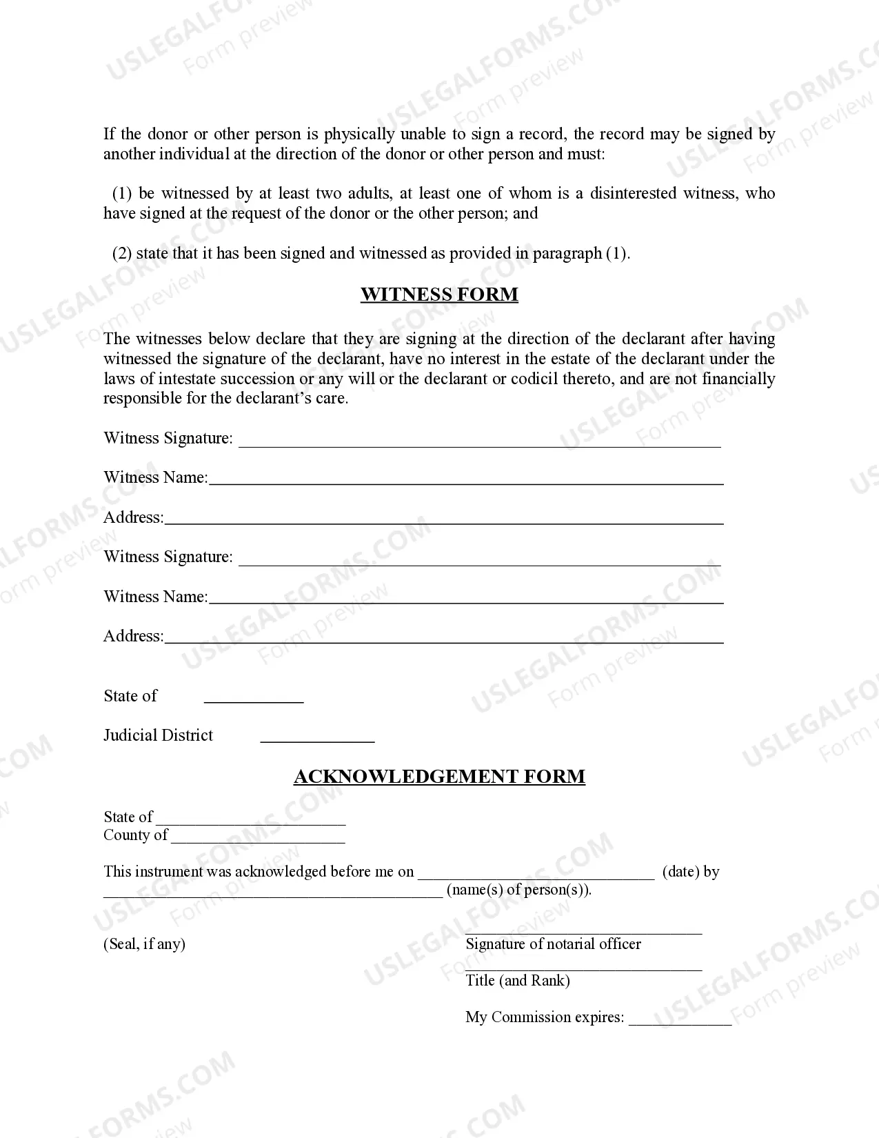 Preview Document of Anatomical Gift