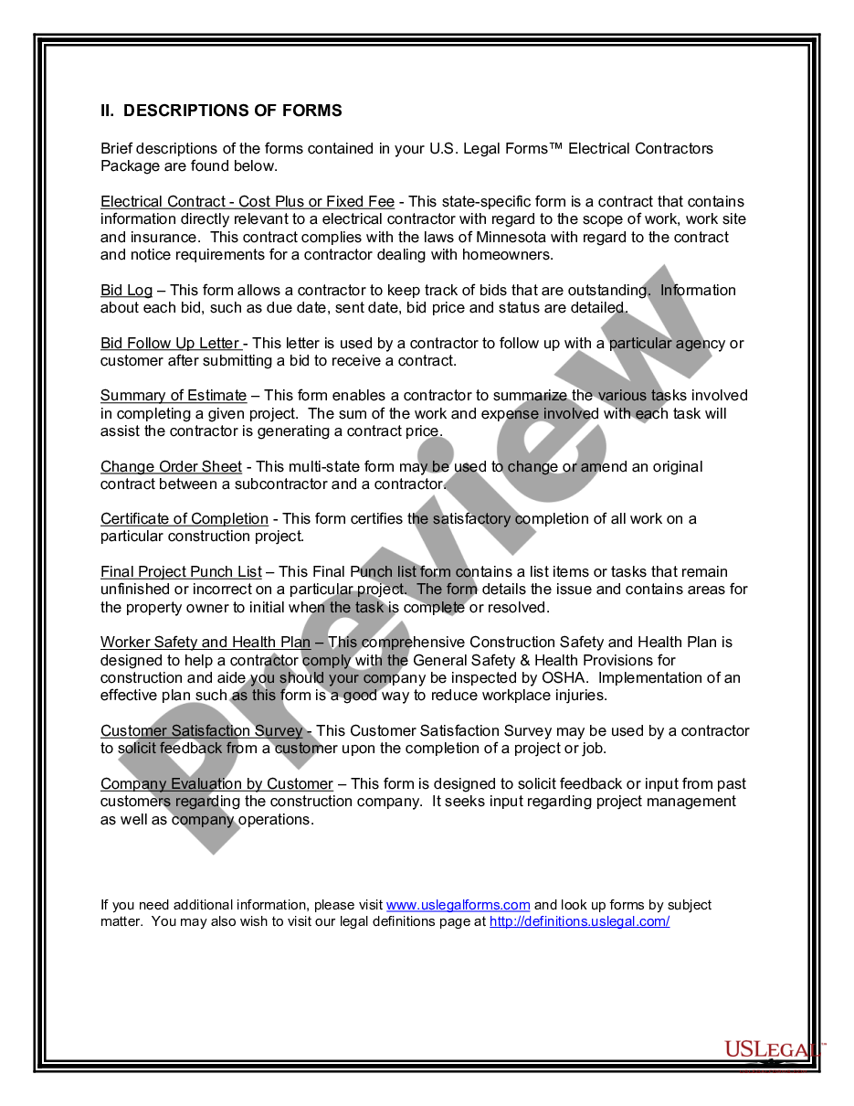 page 2 Electrical Contractor Package preview
