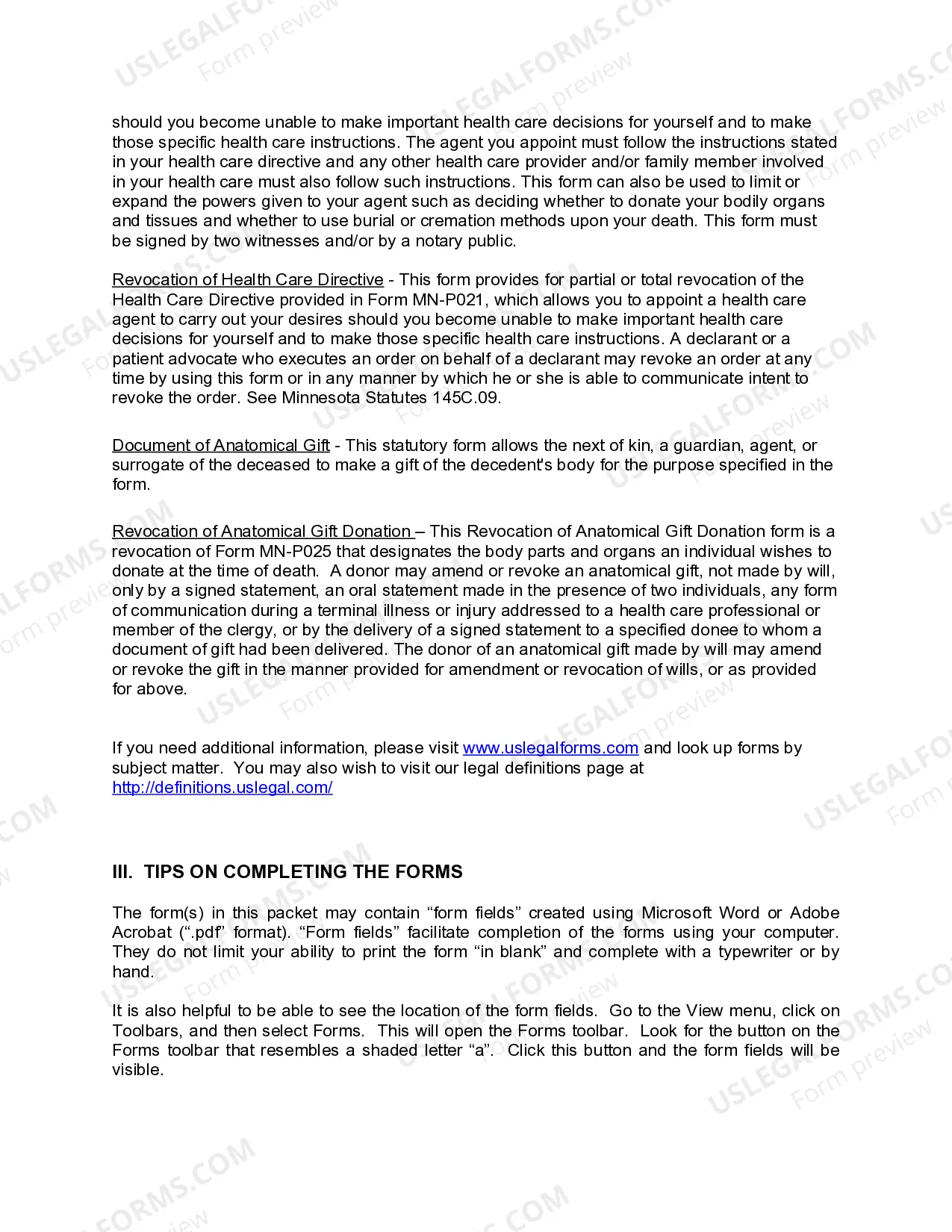 Preview Minnesota Living Wills and Health Care Package