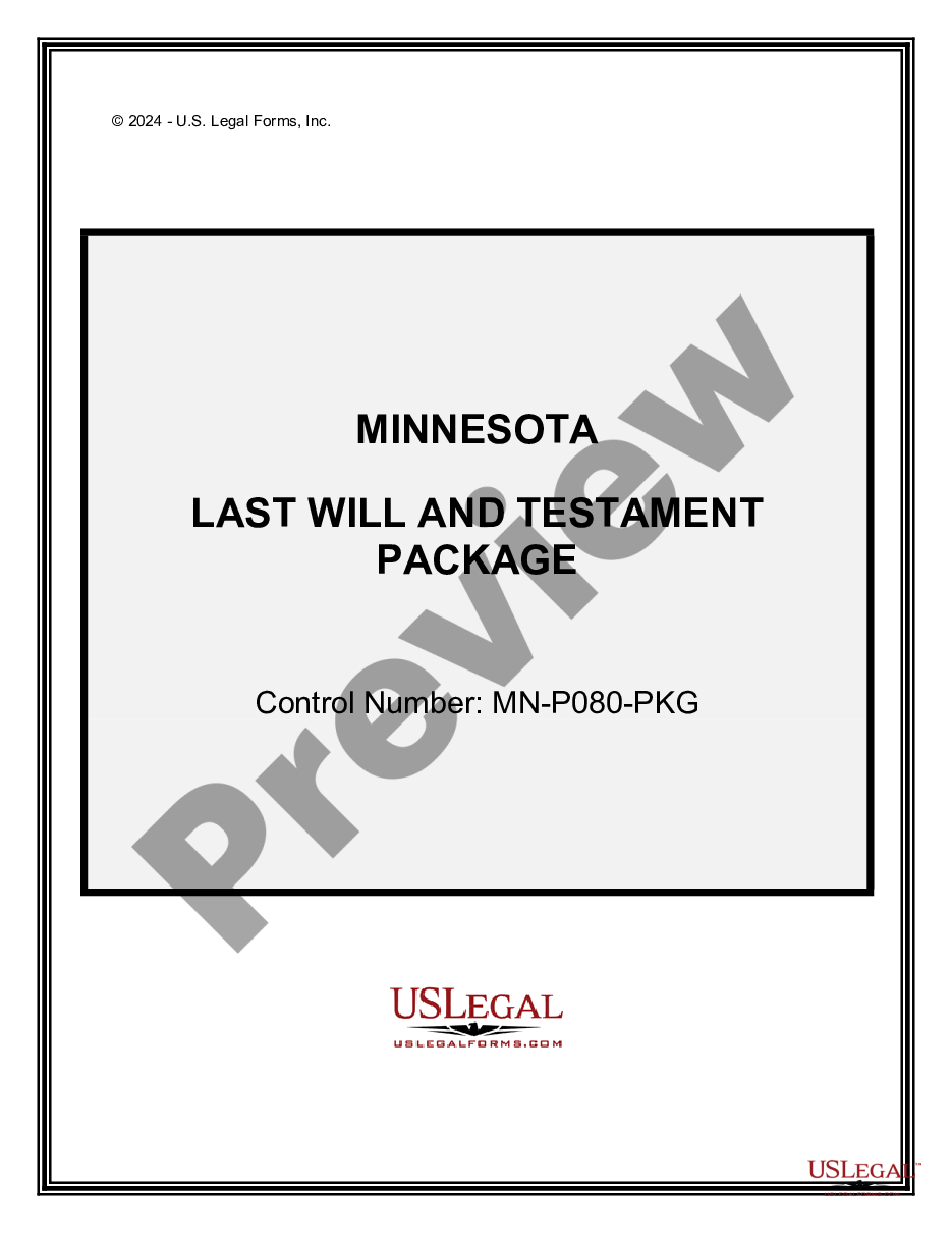Minnesota Last Will and Testament Package Last Will Testament US