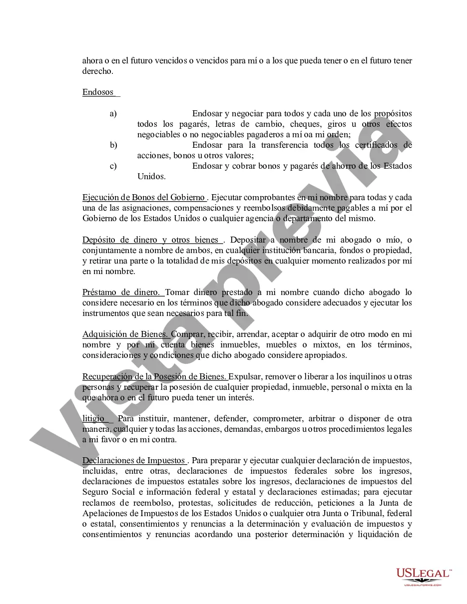 Preview Poder notarial limitado en el que se especifican poderes con ejemplos de poderes incluidos