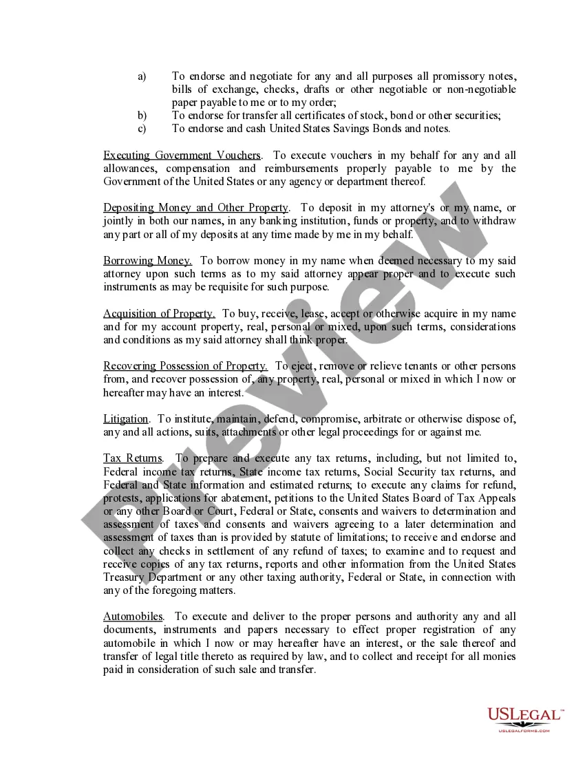 Preview Limited Power of Attorney where you Specify Powers with Sample Powers Included