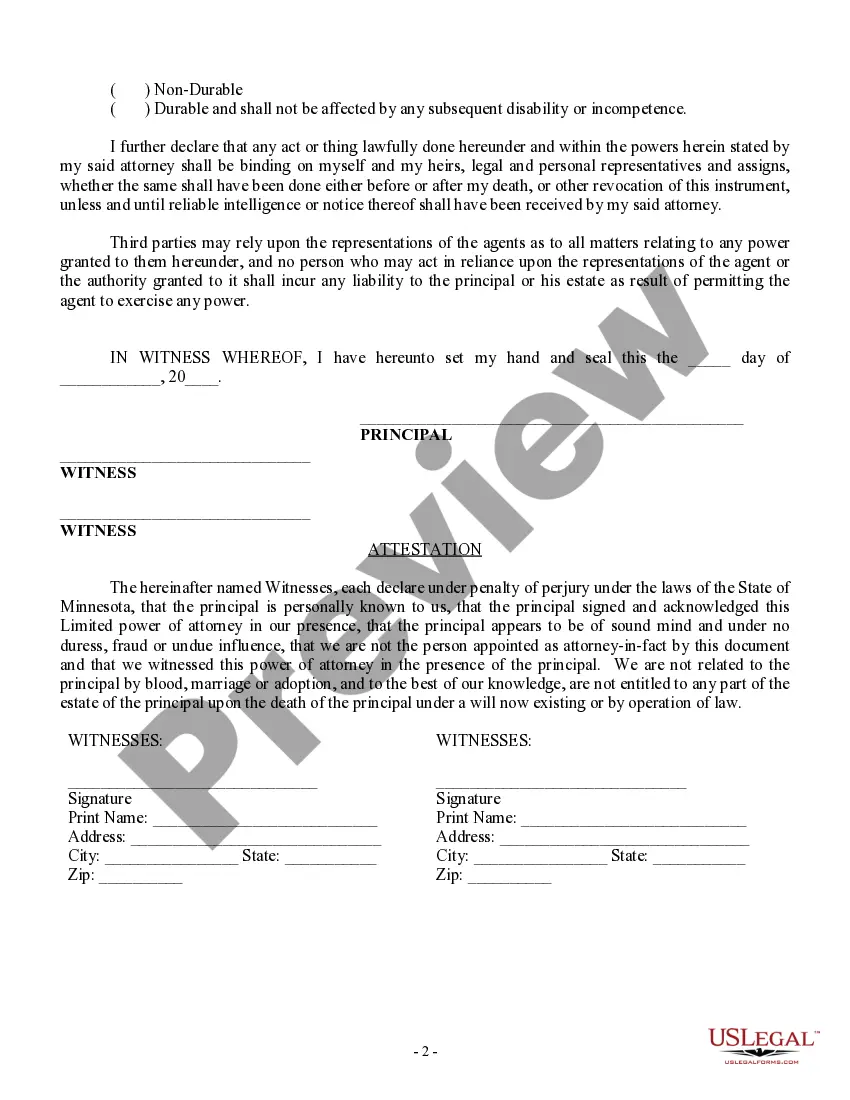 Preview Limited Power of Attorney for Stock Transactions and Corporate Powers