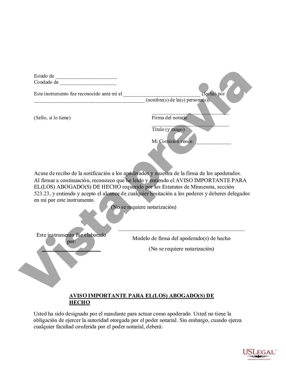 Preview Poder especial duradero para asuntos de cuentas bancarias