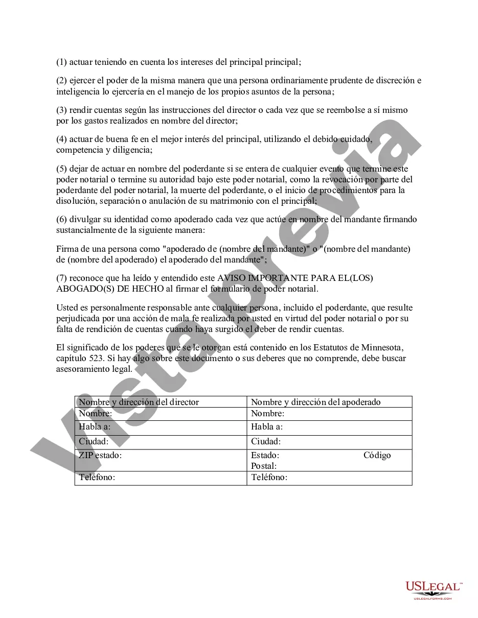 Preview Poder especial duradero para asuntos de cuentas bancarias