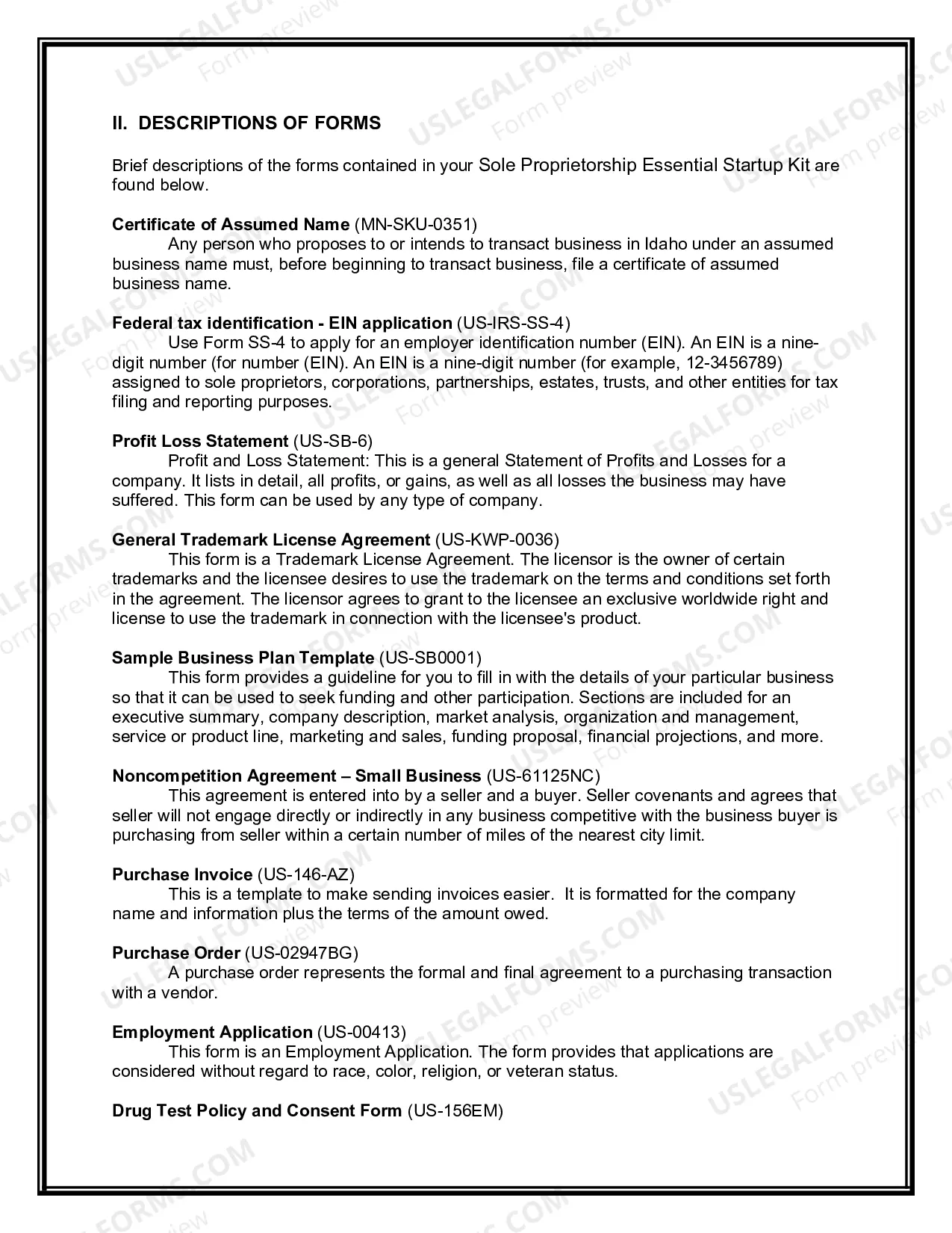 Preview Minnesota Sole Proprietorship Essential Startup Kit