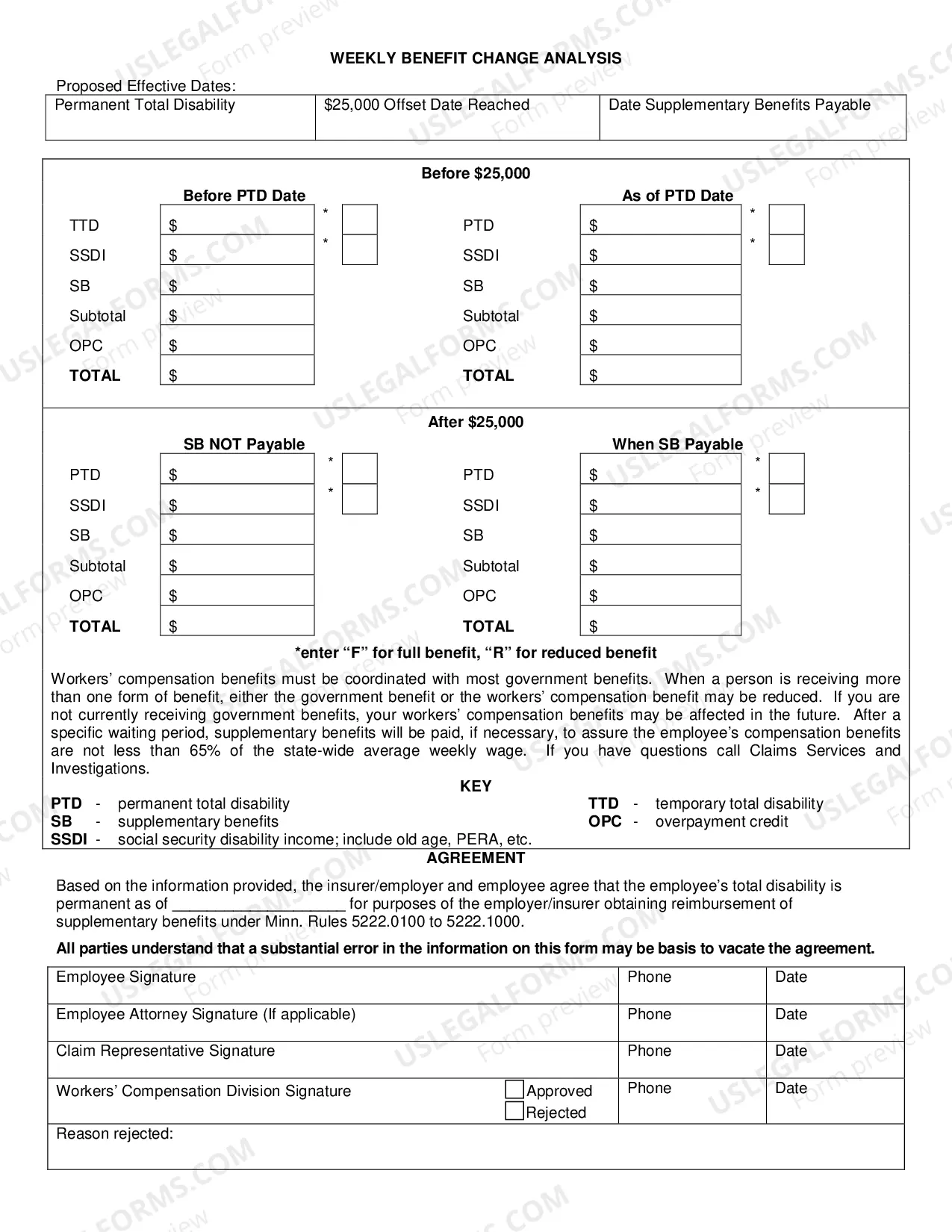 Preview Permanent Total Disability Agreement for Workers' Compensation