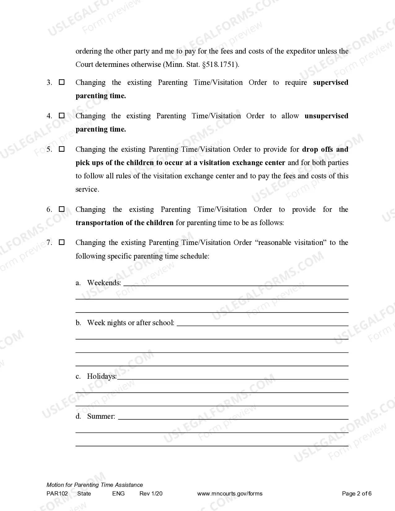 Preview Motion for Parenting Time Assistance