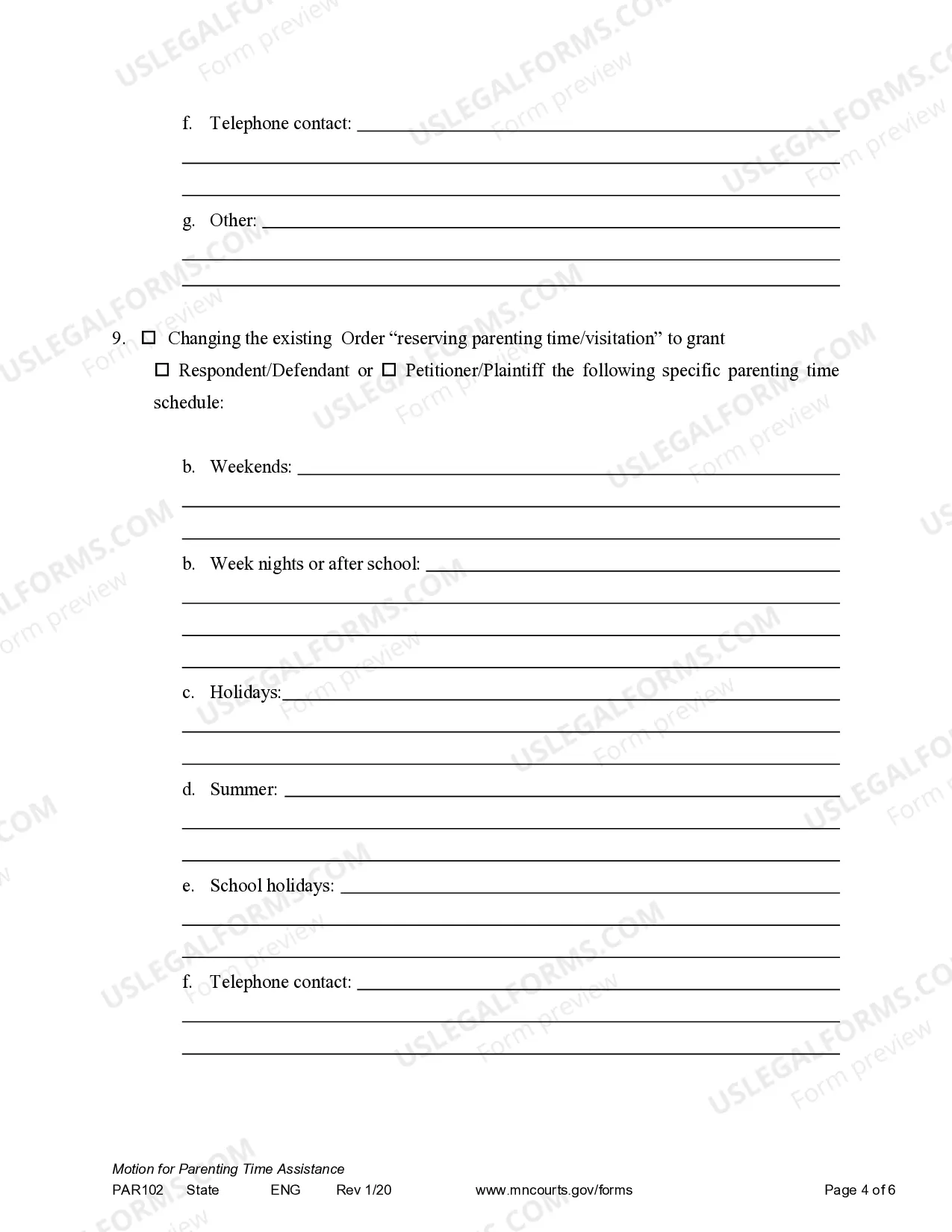 Preview Motion for Parenting Time Assistance