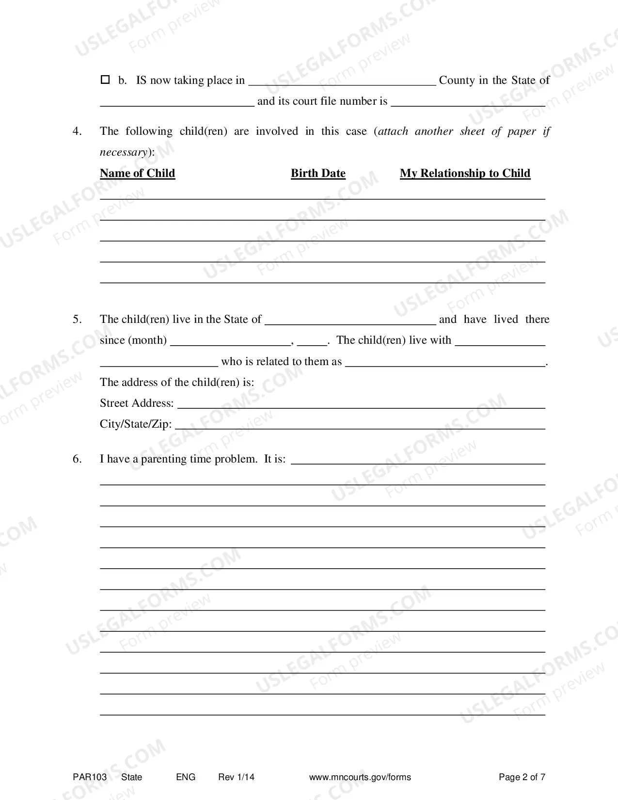 Preview Affidavit in Support of Motion for Parenting Time Assistance