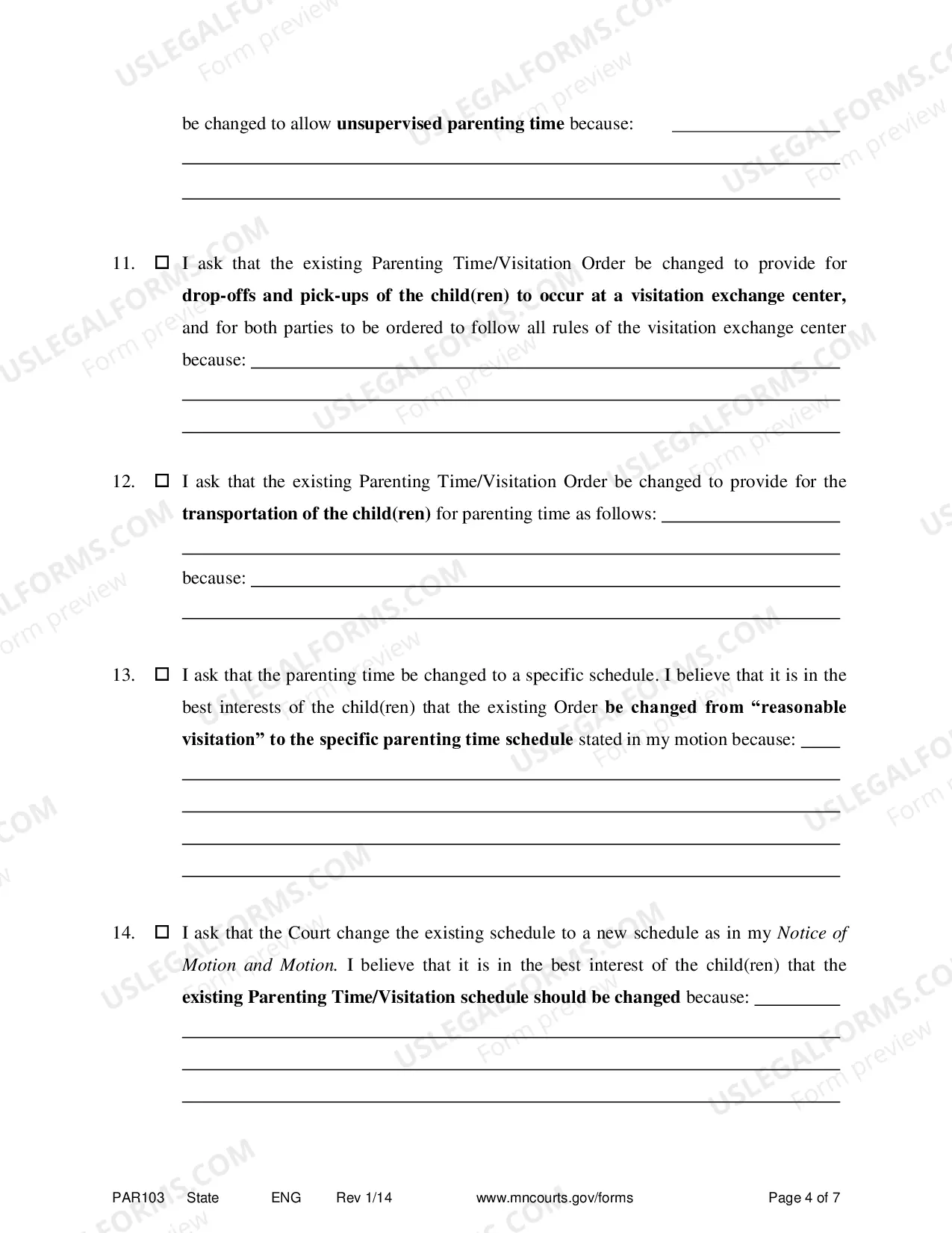 Preview Affidavit in Support of Motion for Parenting Time Assistance