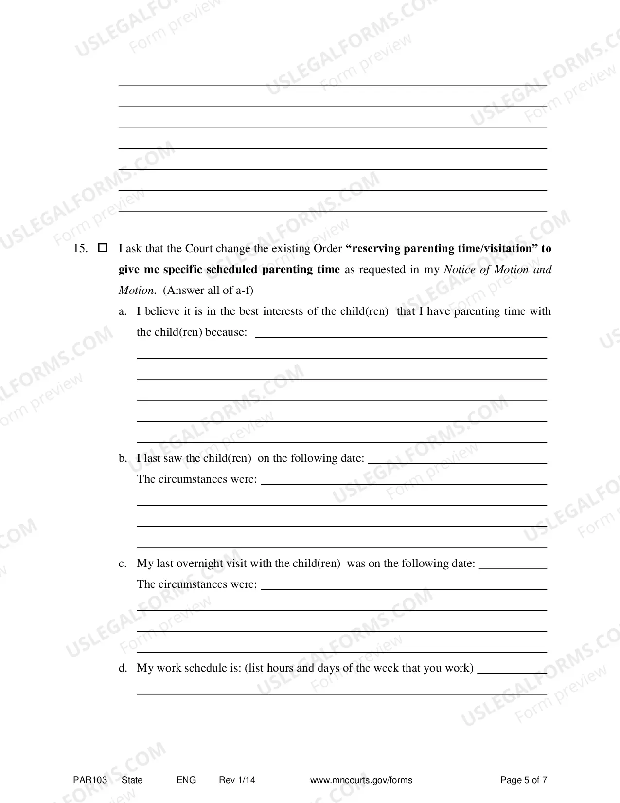 Preview Affidavit in Support of Motion for Parenting Time Assistance