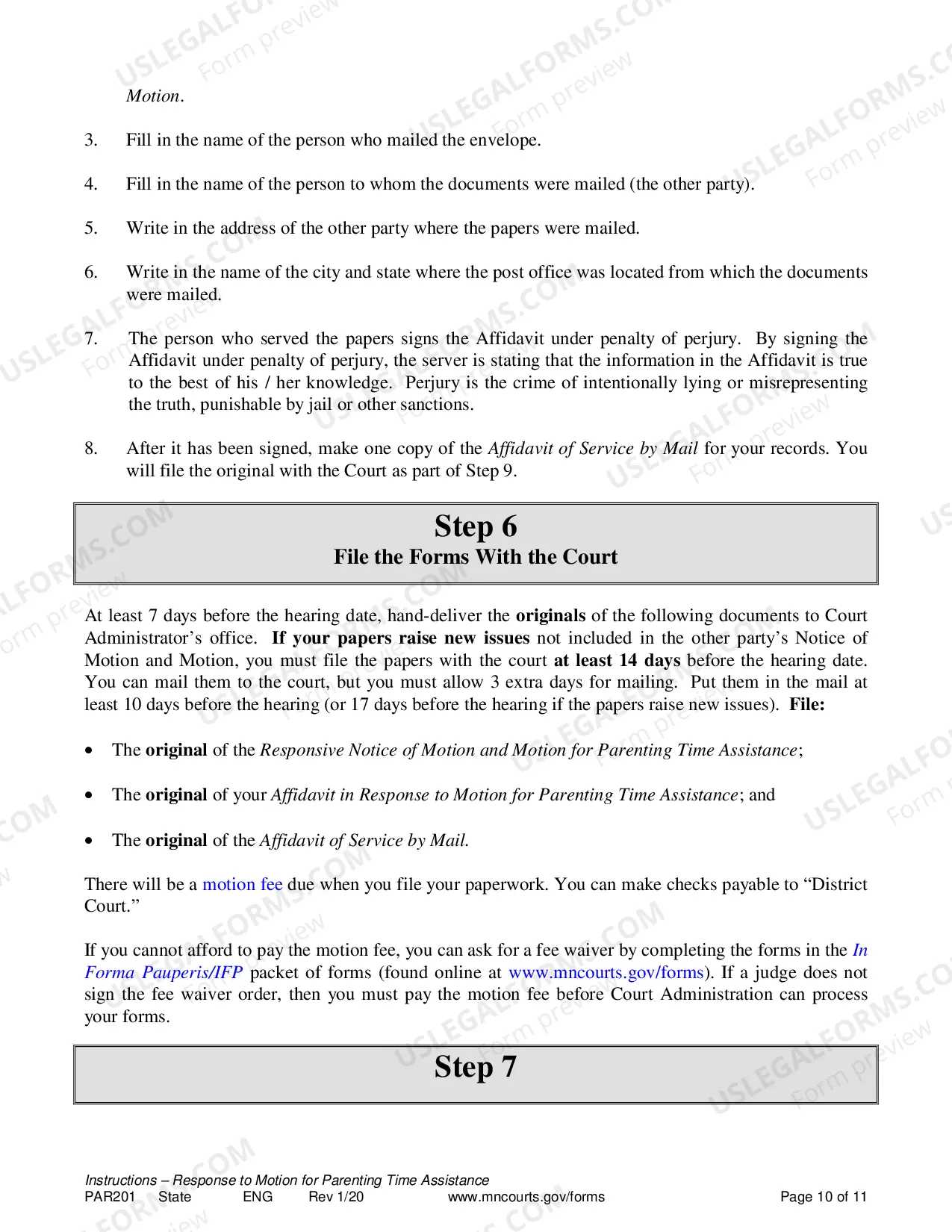 Preview Response to Request to Resolution of Parenting Time Problem