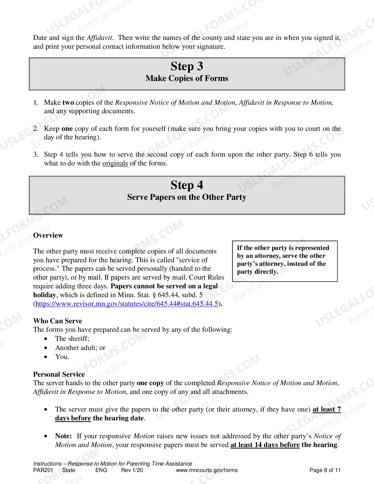 Preview Response to Request to Resolution of Parenting Time Problem