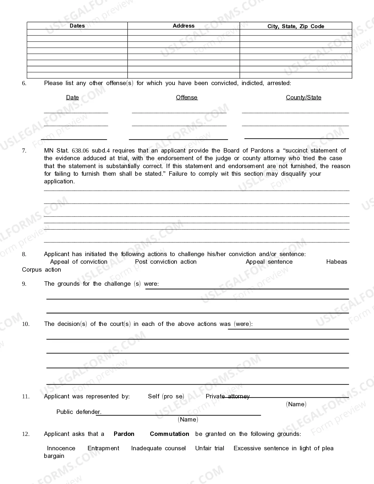 Preview Application for Pardon or Commutation