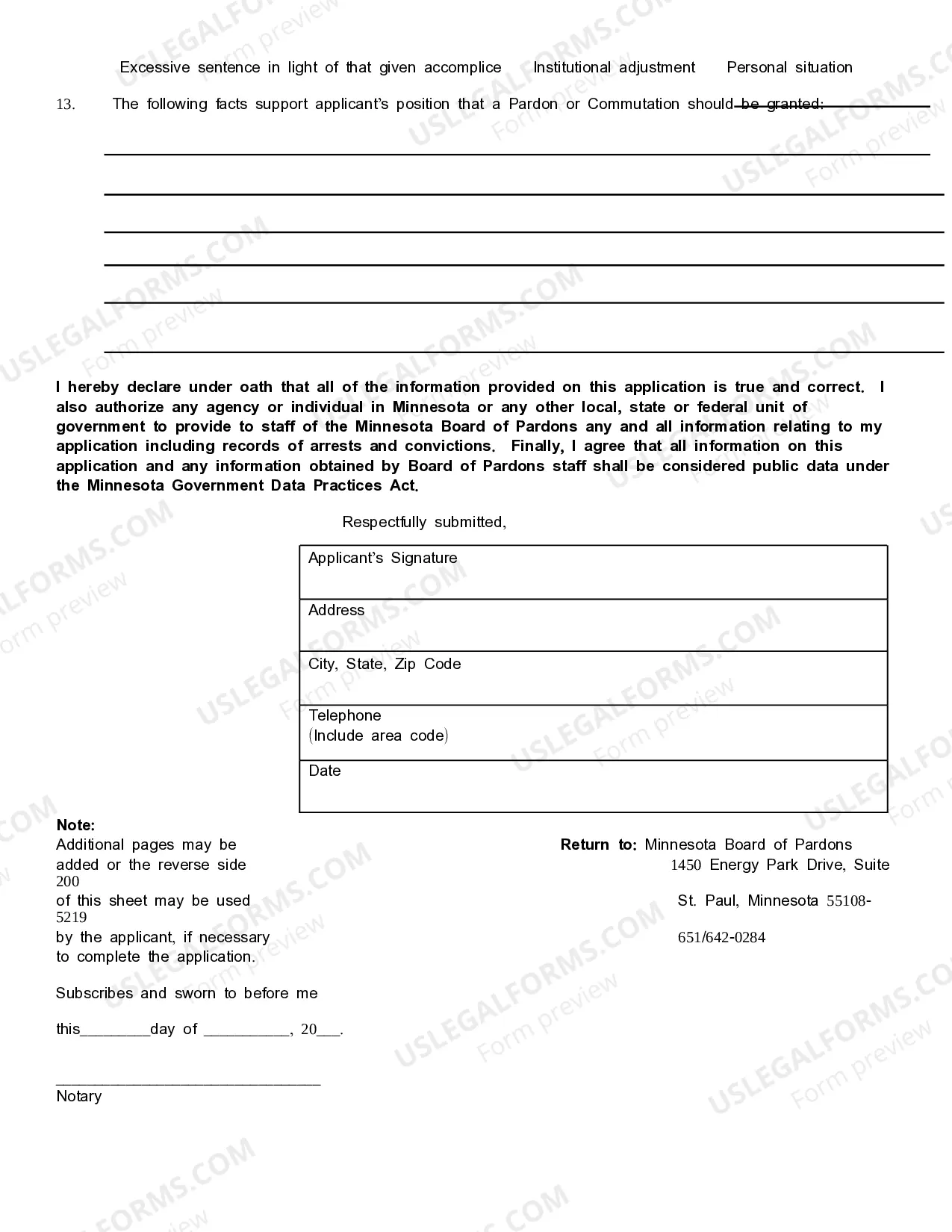 Preview Application for Pardon or Commutation