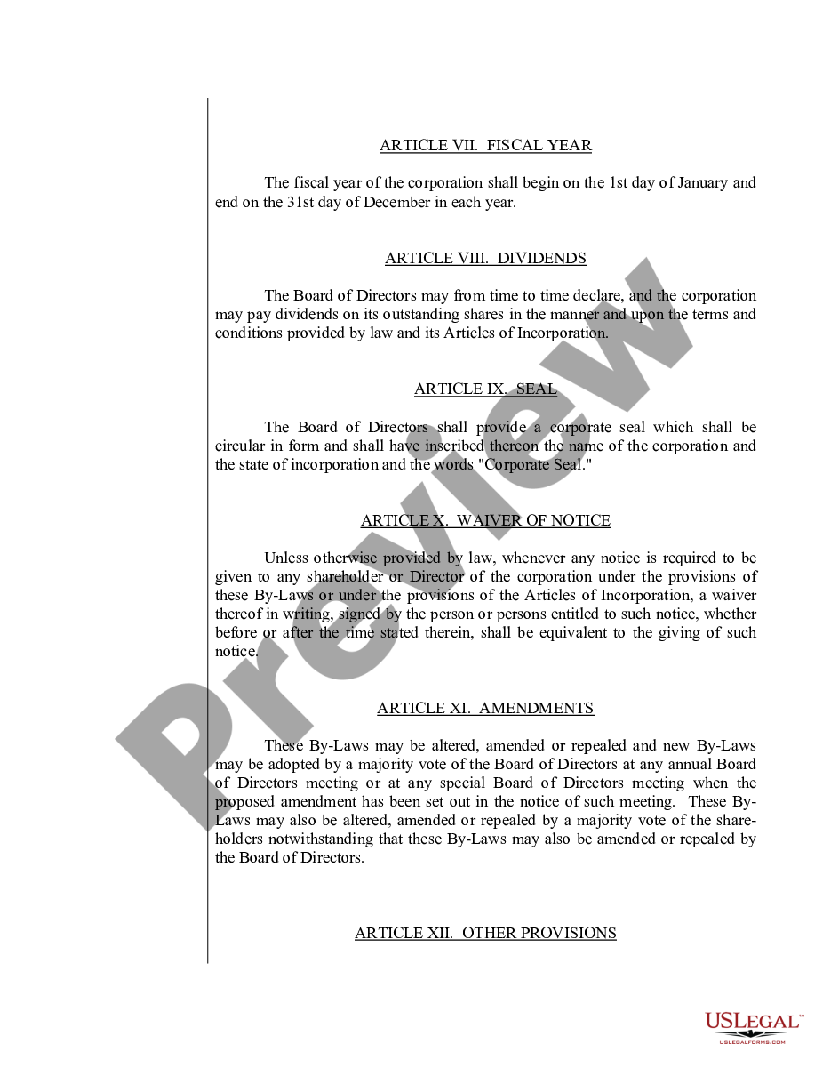page 9 Sample Bylaws for a Minnesota Professional Corporation preview