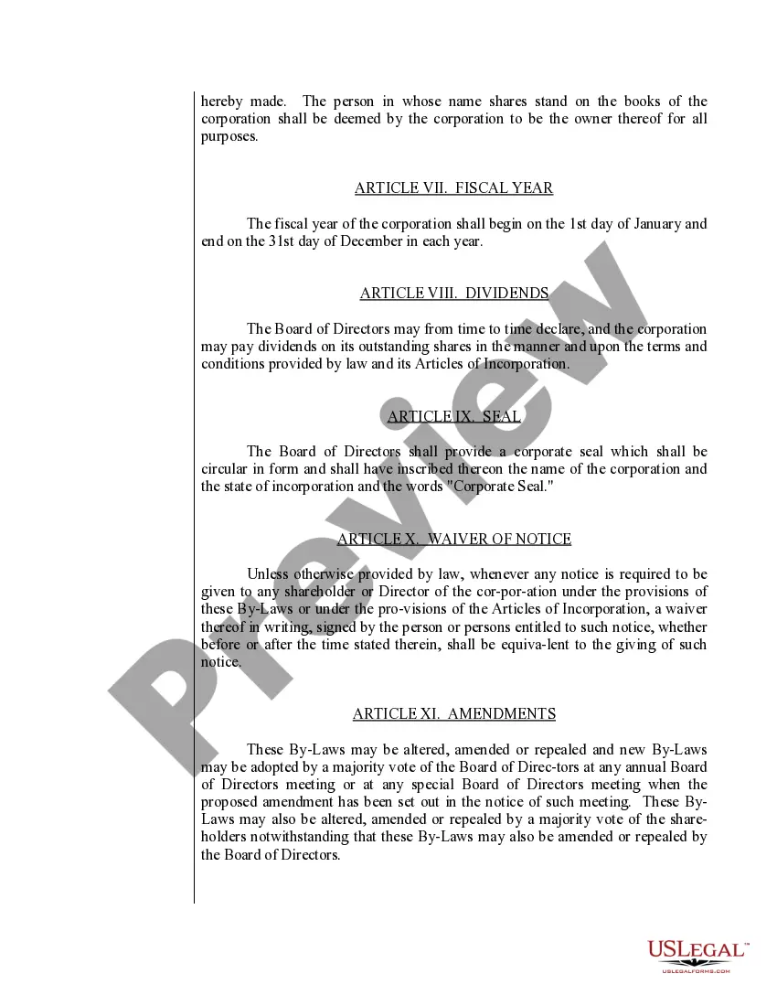 Preview Sample Bylaws for a Minnesota Professional Corporation