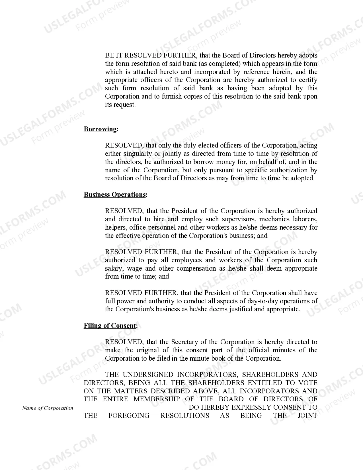 Preview Organizational Minutes for a Minnesota Professional Corporation