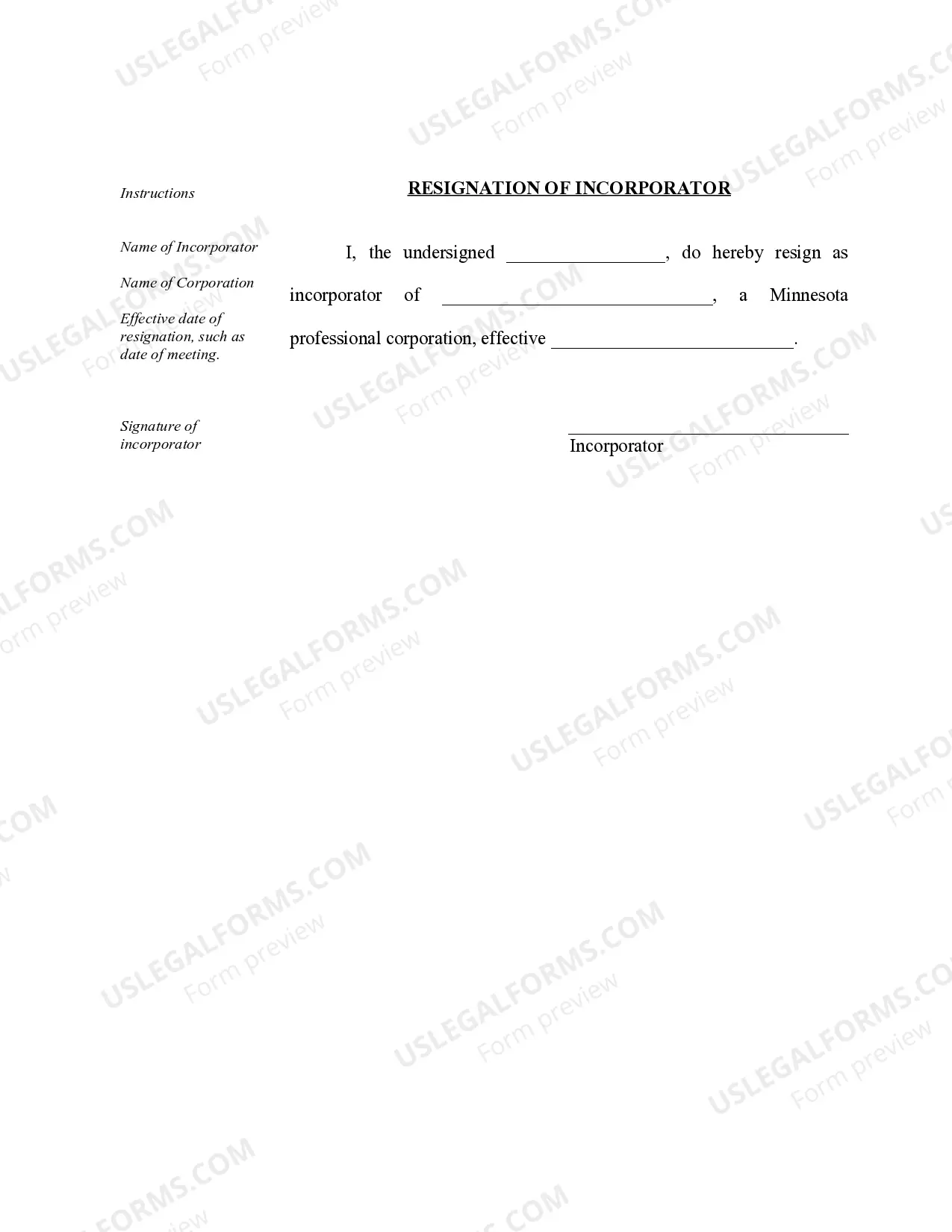 Preview Organizational Minutes for a Minnesota Professional Corporation