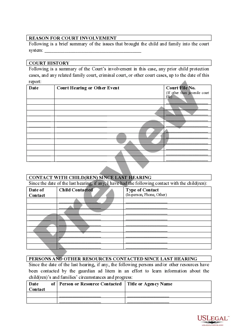 Preview Guardian Ad Litem Juvenile Court Report