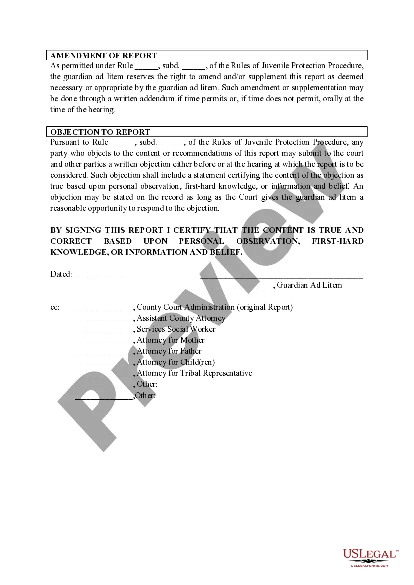 Preview Guardian Ad Litem Juvenile Court Report