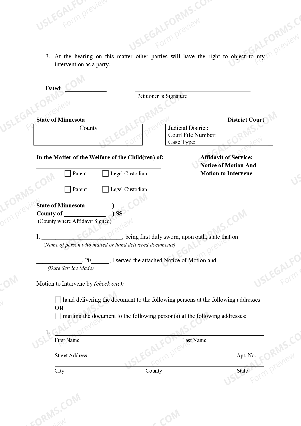 Hennepin Minnesota Notice of Motion and Motion to Intervene as a Party