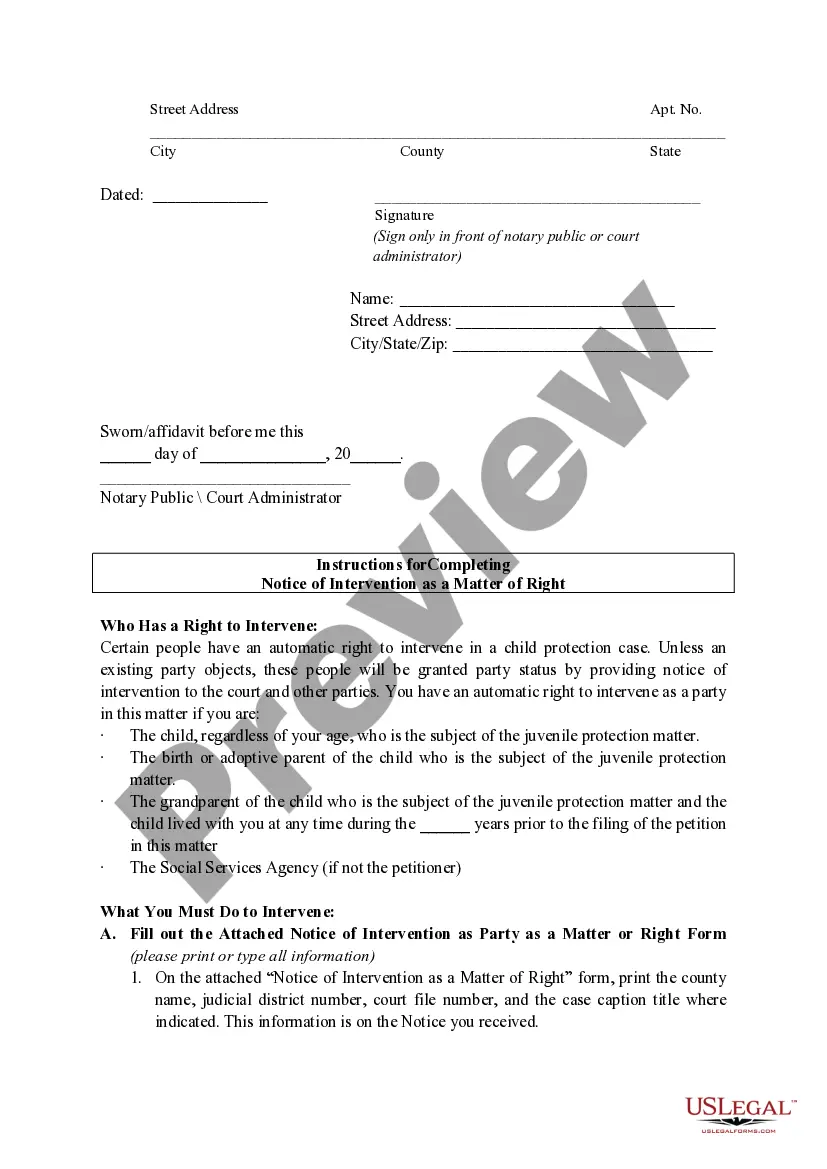 Get Notice of Intervention of a Party as a Matter of Right Preview Notice of Intervention of a Party as a Matter of Right