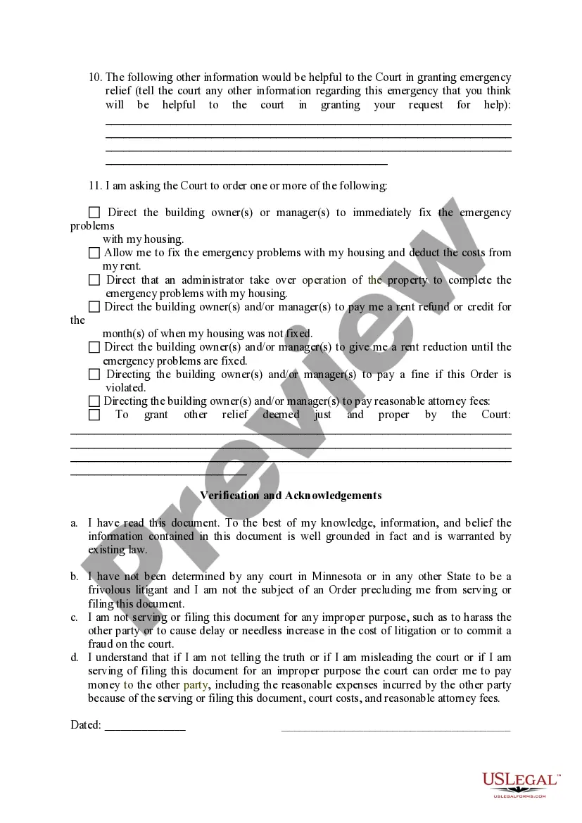 Get Petition for Emergency Relief Under Tenant Remedies Act Preview Petition for Emergency Relief Under Tenant Remedies Act