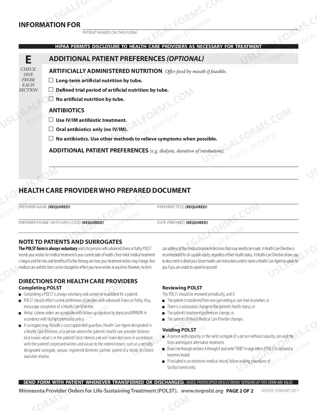 Preview Minnesota Provider Orders for Life Sustaining Treatment