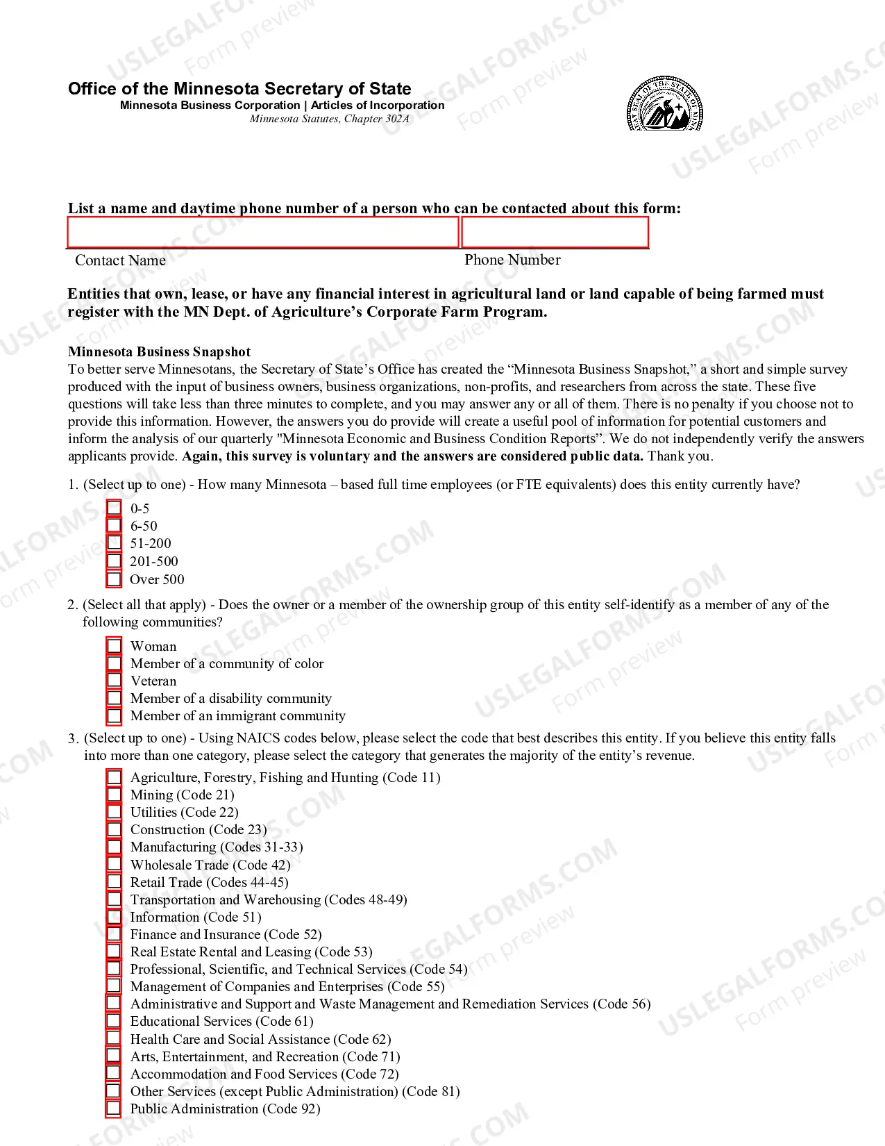 Preview Minnesota Change of Registered Agent