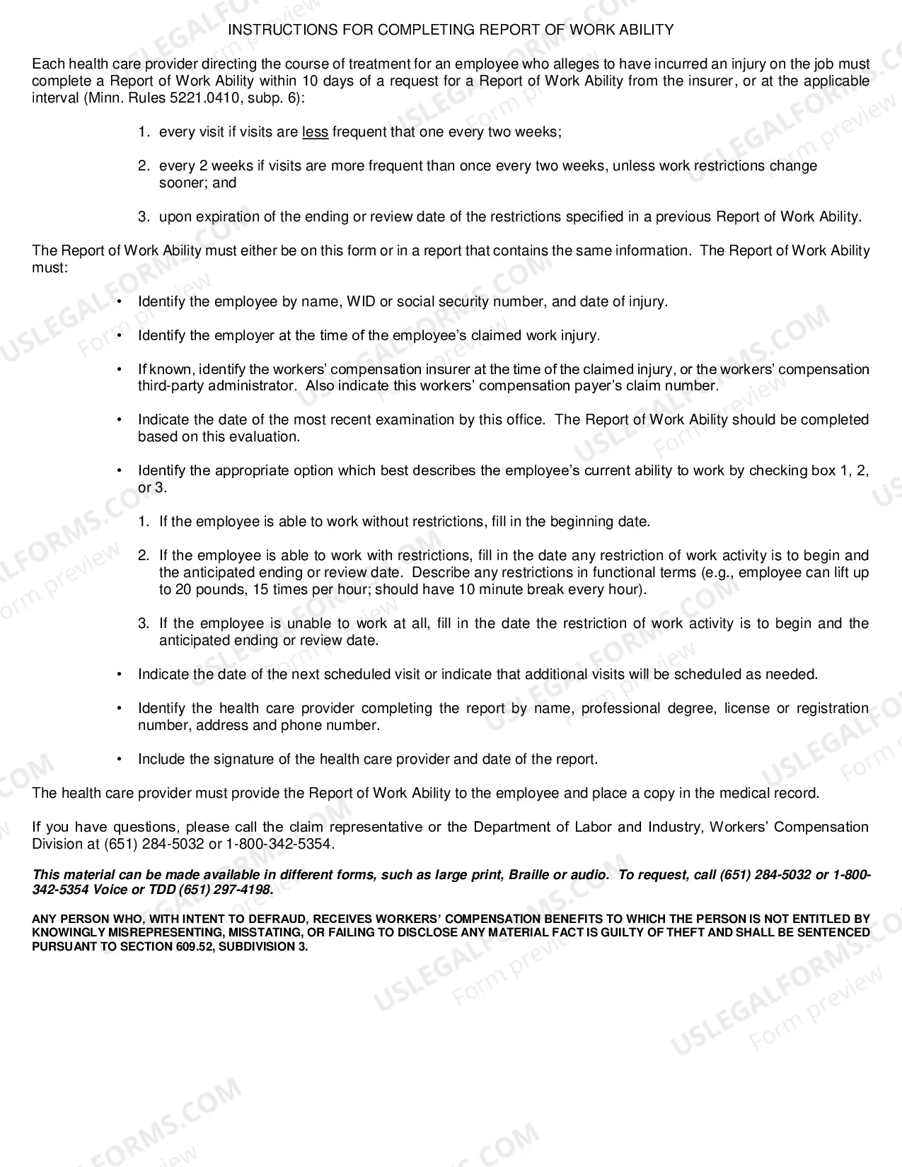 Preview Report of Work Ability for Workers' Compensation