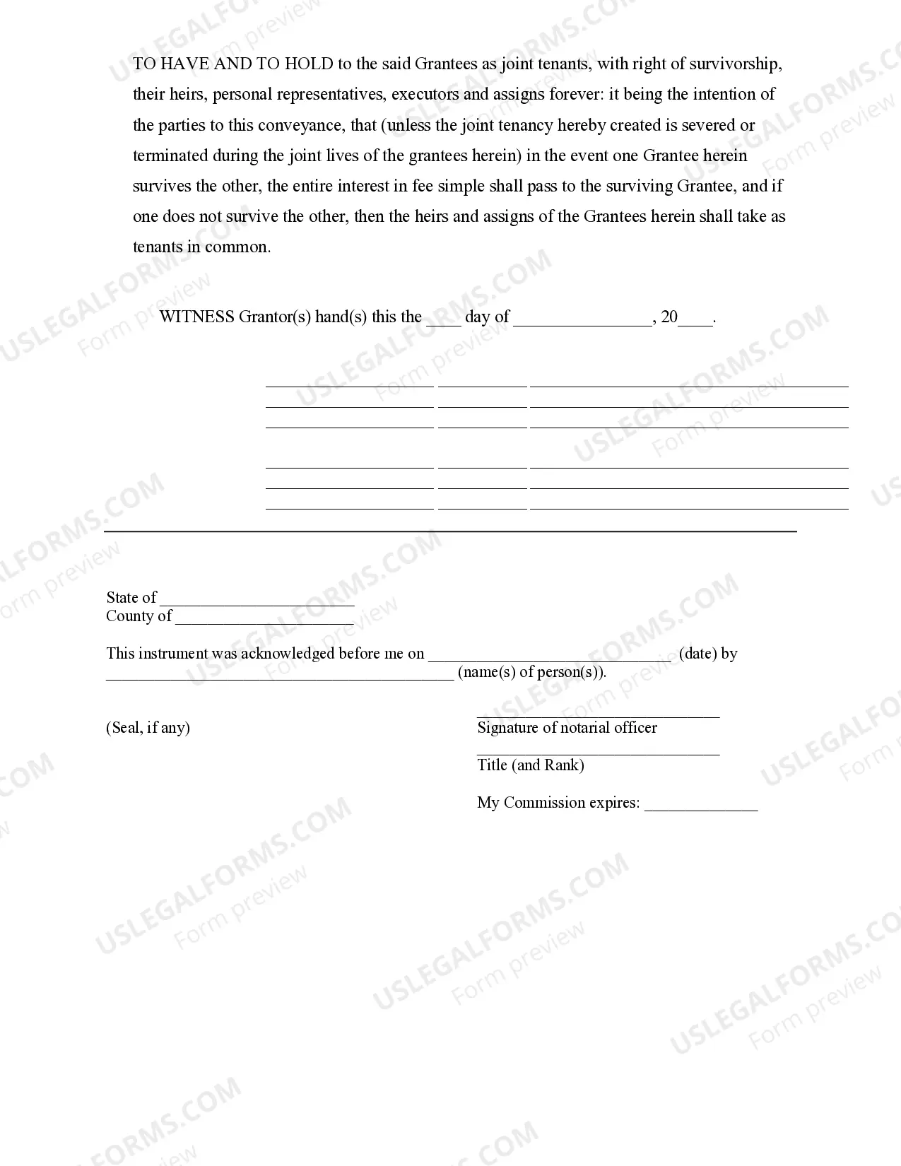 Preview Warranty Deed for Husband and Wife Converting Property from Tenants in Common to Joint Tenancy