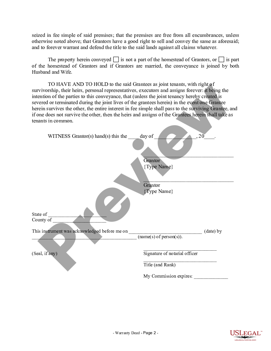 page 4 Warranty Deed for Parents to Child with Reservation of Life Estate preview