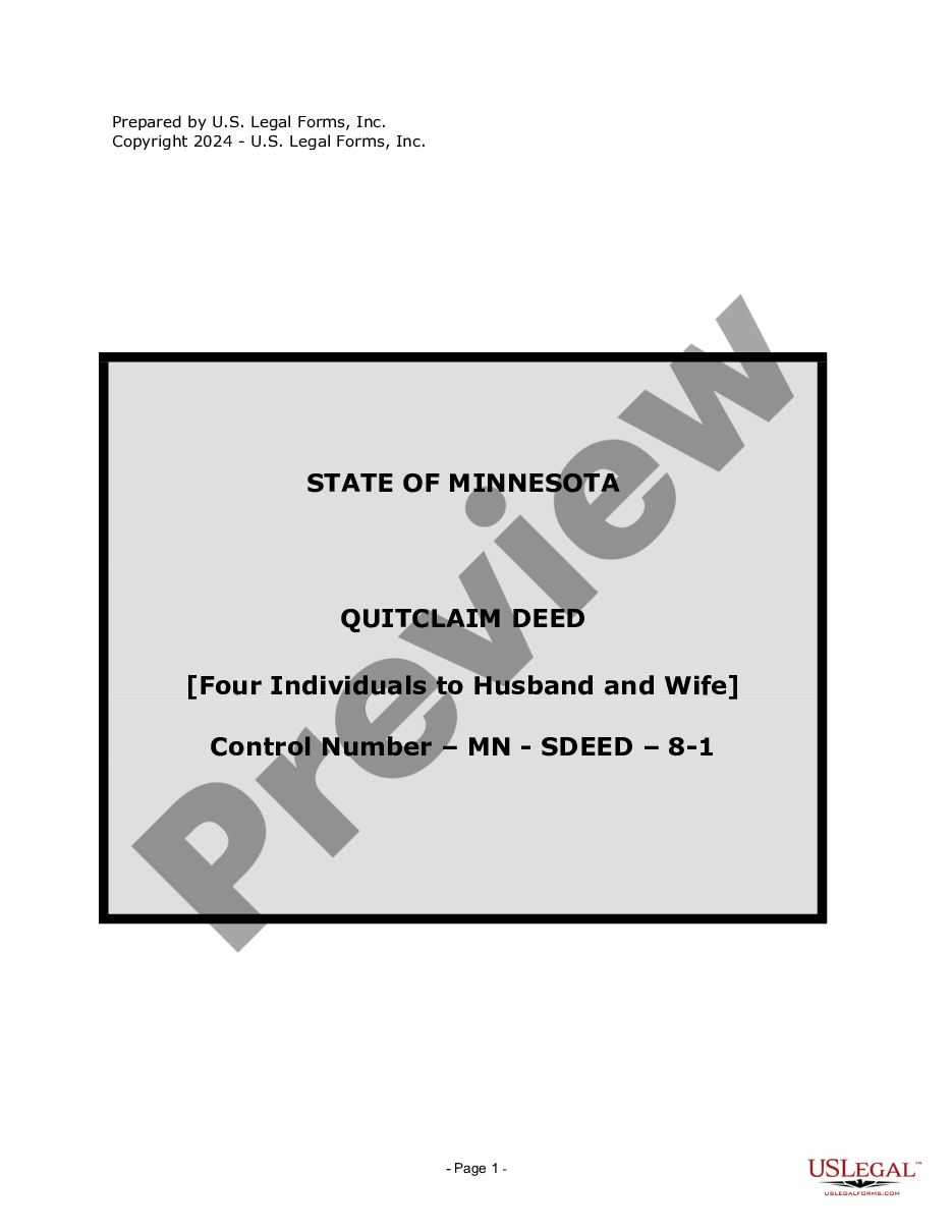 page 0 Quitclaim Deed for Four Individuals to Husband and Wife preview