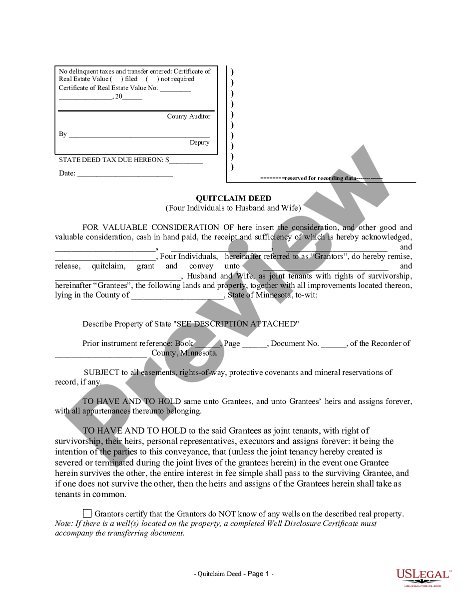 page 3 Quitclaim Deed for Four Individuals to Husband and Wife preview