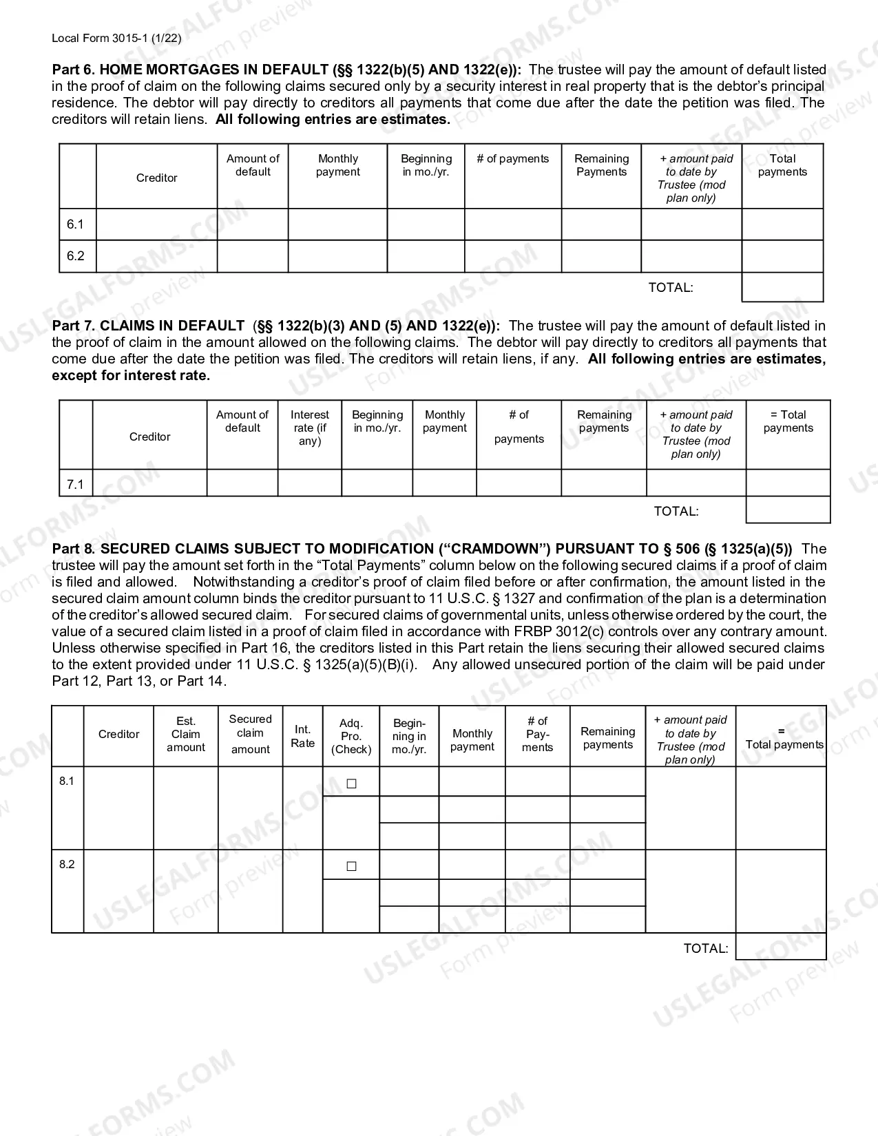 Preview Chapter 13 Plan (Sample and Form)